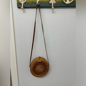 Rattan crossbody purse